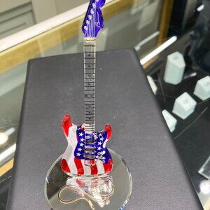 United States Flag Guitar Glass Figurine